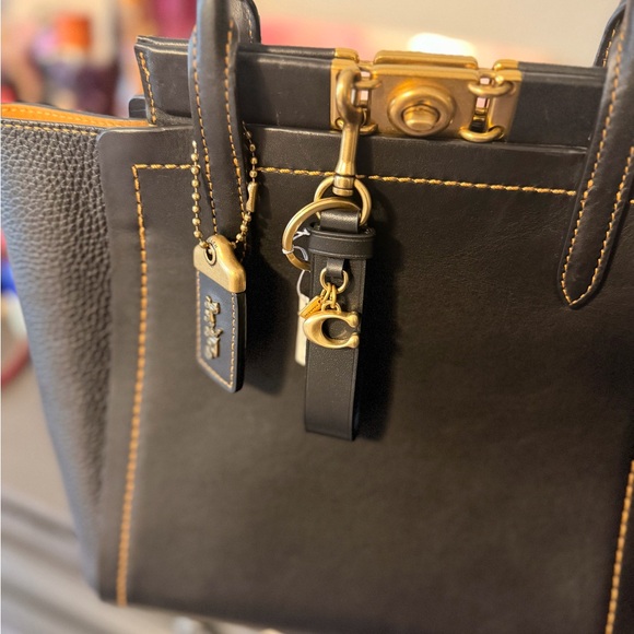 Coach Black Leather Keychain with Gold Details - Picture 4 of 7